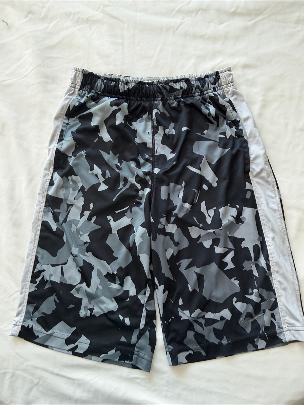 Nike Boys Black and Gray Camo Athletic Shorts